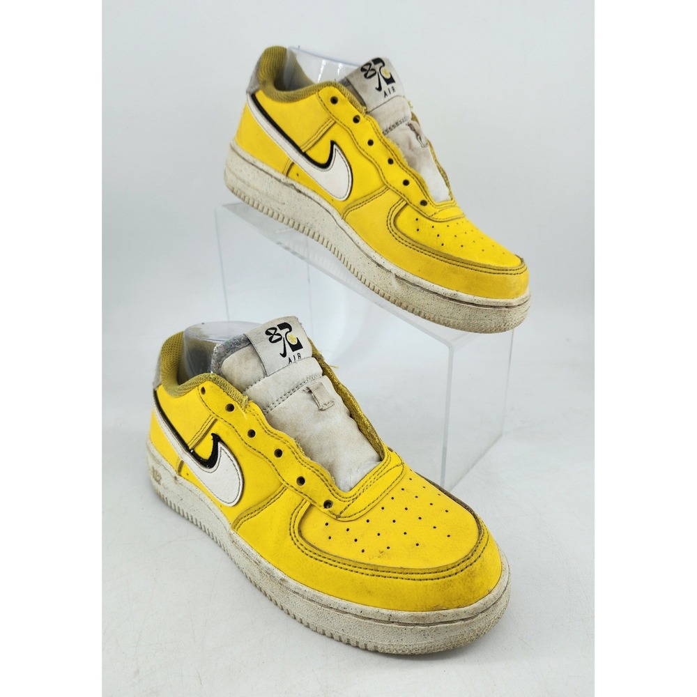 Nike Air Force 1 LV8 GS Low Youth 5Y Yellow White DQ0359-700 Sneakers No Laces